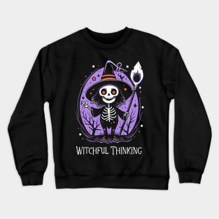 Halloween Witch Tee, Witchful Thinking T-Shirt, Spooky Sorceress Top, Enchanted Apparel, Magical Gift for Her Crewneck Sweatshirt